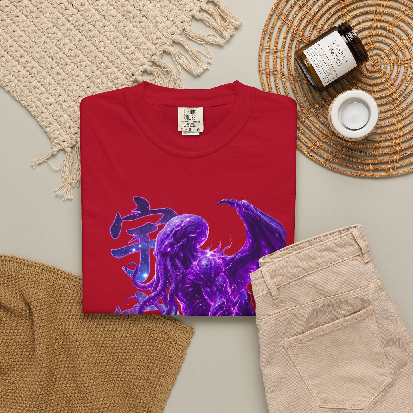 Purple Galaxy Monster Shirt Japanese Aesthetic T Shirt Cosmic Horror Graphic Tee Harajuku Streetwear Comfort Colors 1717 Apparel