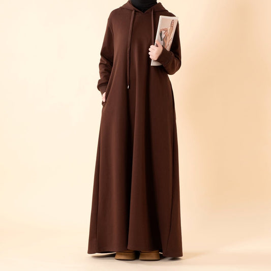 French Terry Hoodie Abaya With Pockets (MA340)