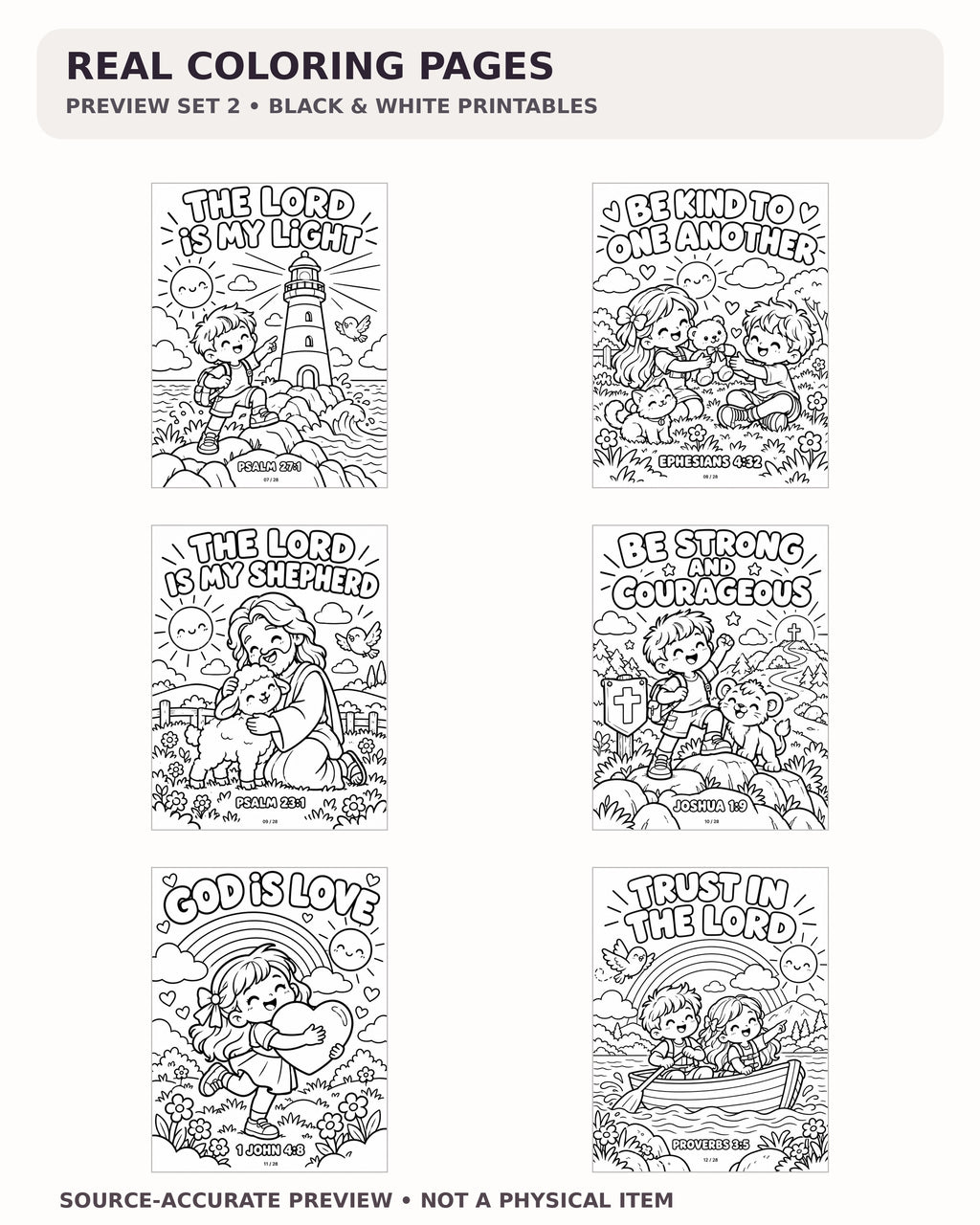 28 Bible Verse Coloring Pages for Kids | Christian Sunday School Printable PDF