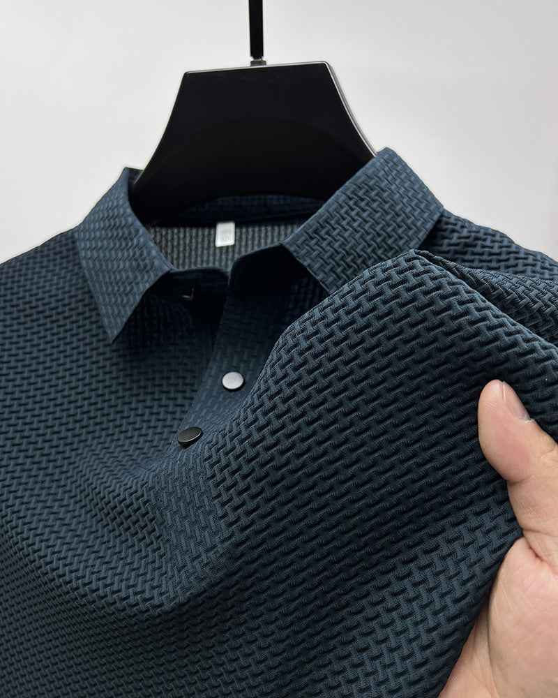 Men's Lightweight Ice Silk Mesh Knit Polo Shirt - Breathable Urban Streetwear