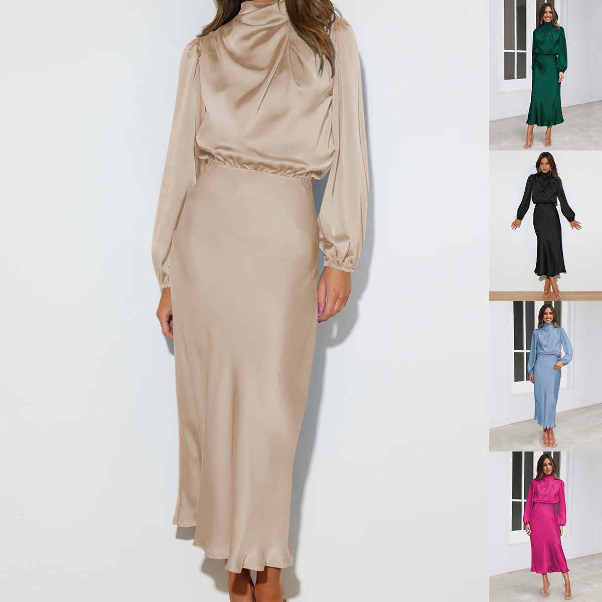 Elegant Satin Halterneck Formal Evening Dress for Special Occasions