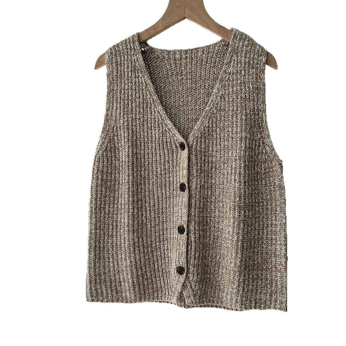 V-Neck Knit Sweater Vest for Office & Commute