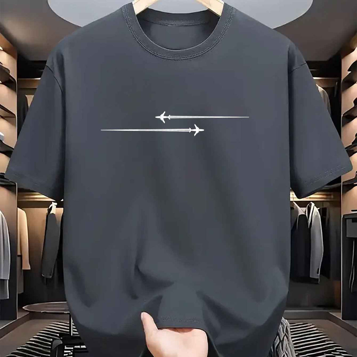 Vintage Minimalist Airplane Graphic Tee: Loose Fit Streetwear Classic