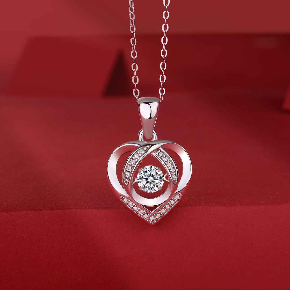 1Heart Luxurious Fashion Diamond Pendant Necklace Set - S920 Silver & Moissanite (Not for TEMU)