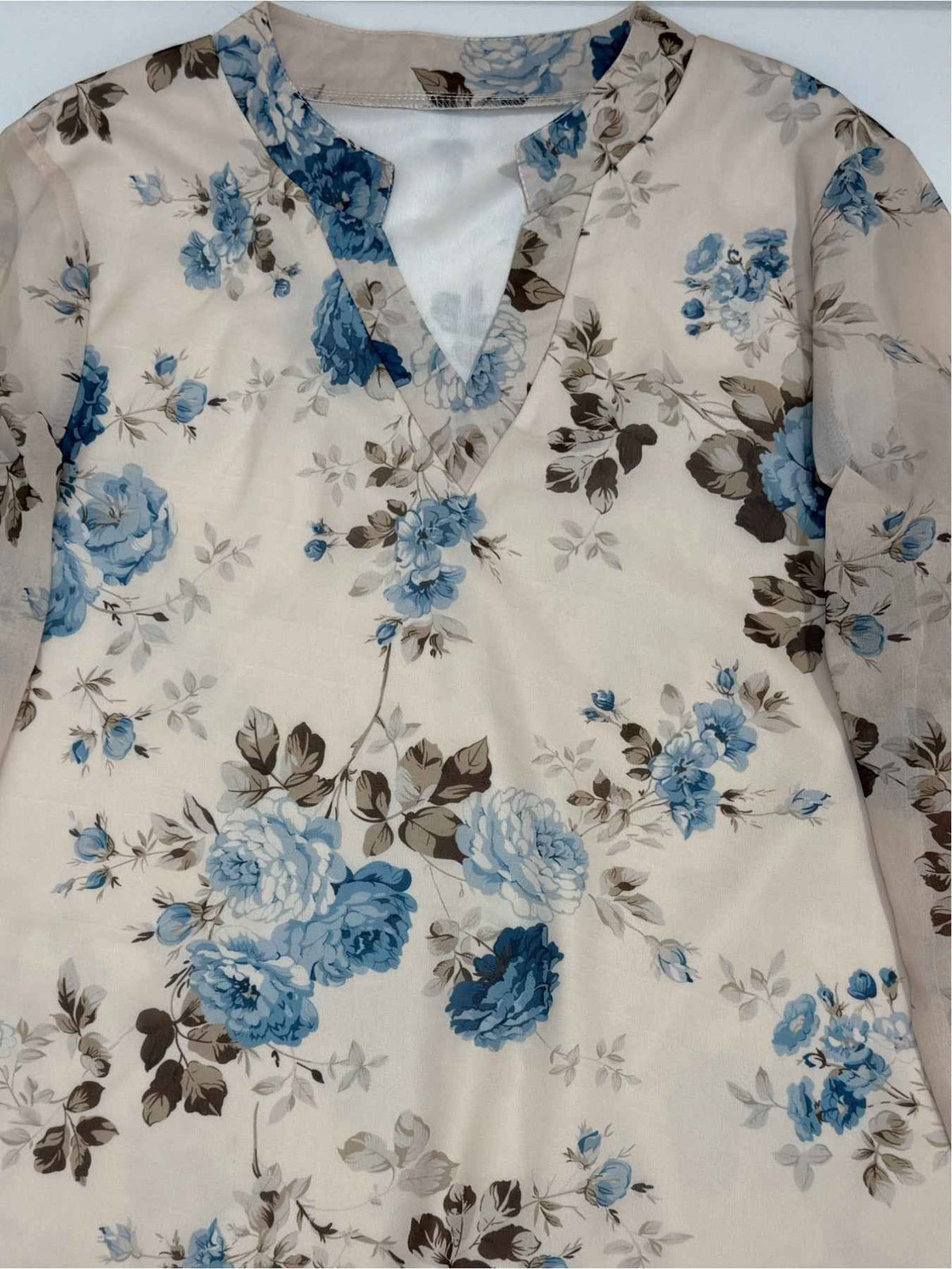 Elegant Chiffon Women's V-Neck Top with Lotus Leaf Sleeves