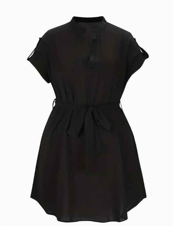 V-Neck Summer Dress With Belt & Bowknot for Women - Fashion Casual