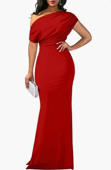 Long Formal Women's Party Dress - High Waist, Short Sleeve, Elegant & Versatile