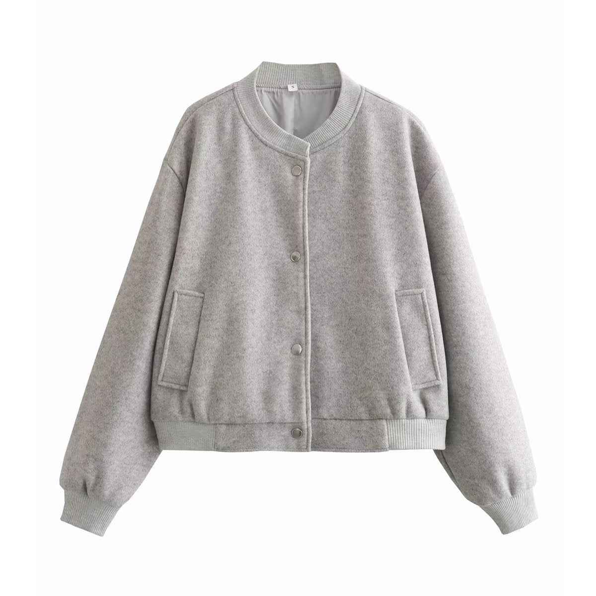 Women's Casual Long-sleeved Soft Short Bomber Jacket