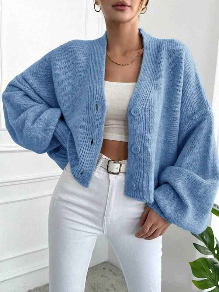 Women's Casual Loose V-Neck Jacket