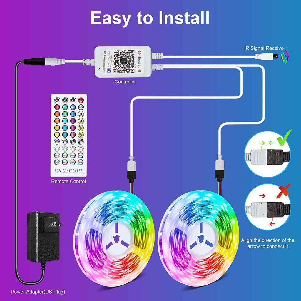 Intelligent RGB LED Strip Light - Bluetooth Sync, 16M Colors, App Control