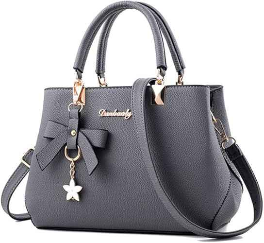 Women's PU Leather Crossbody Bag with Bow Pendant - Fashionable Small Satchel