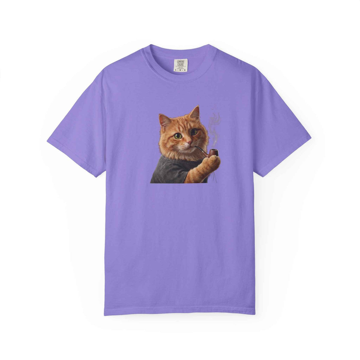 Funny Orange Cat Smoking Pipe Graphic Tee, Harajuku Streetwear, Cozy Kitten