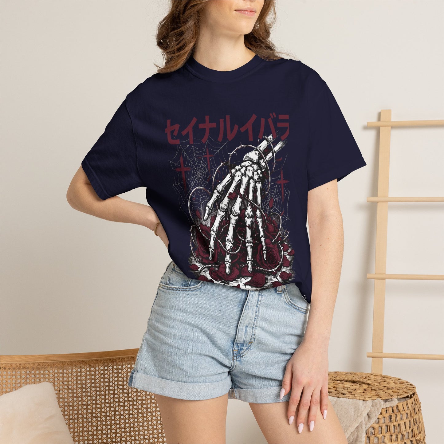 T-Shirt — Sacred Thorn Skeleton Hands Graphic Tee (セイナルイバラ)