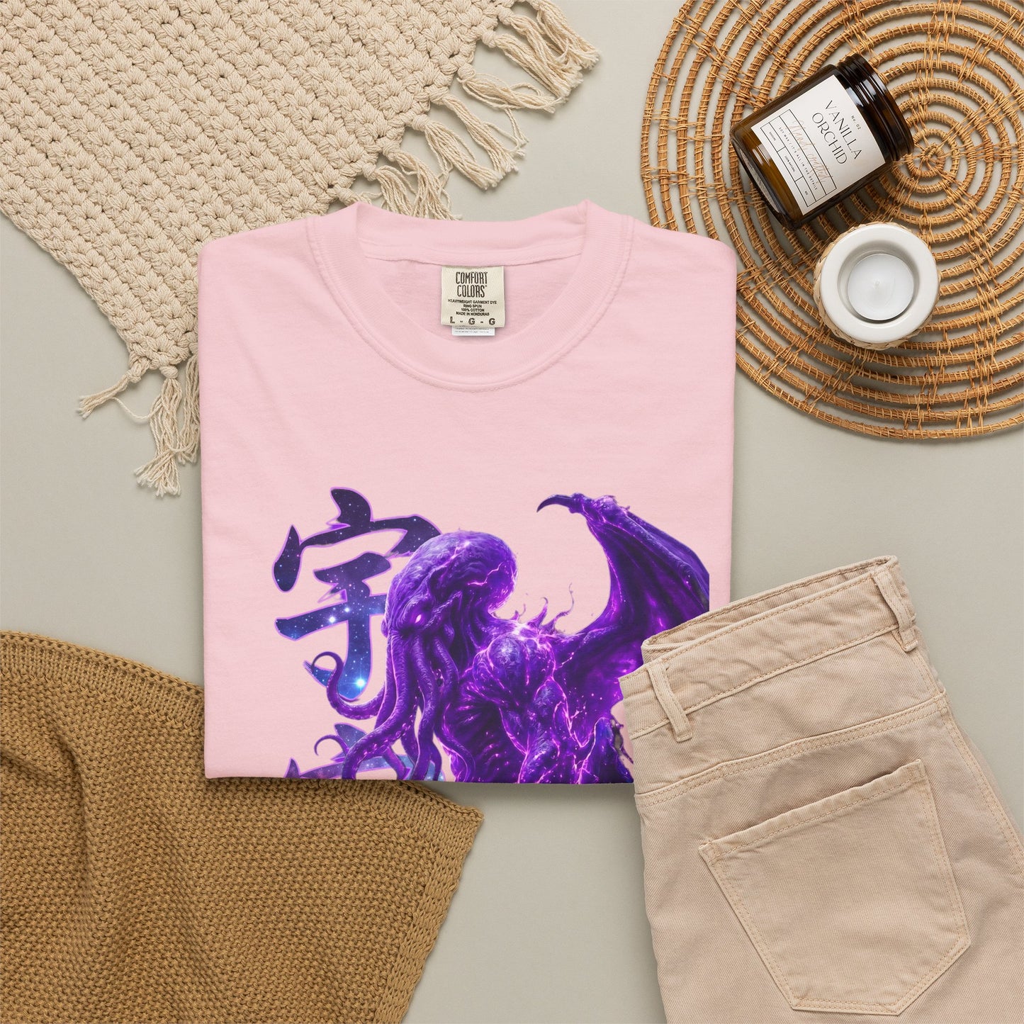 Purple Galaxy Monster Shirt Japanese Aesthetic T Shirt Cosmic Horror Graphic Tee Harajuku Streetwear Comfort Colors 1717 Apparel