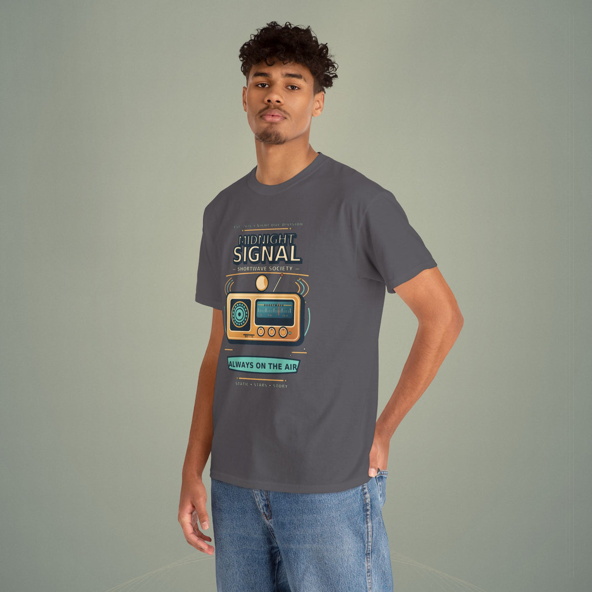 Midnight Signal Shortwave Society Tee | Vintage Ham Radio Operator Graphic Shirt | Gildan 5000