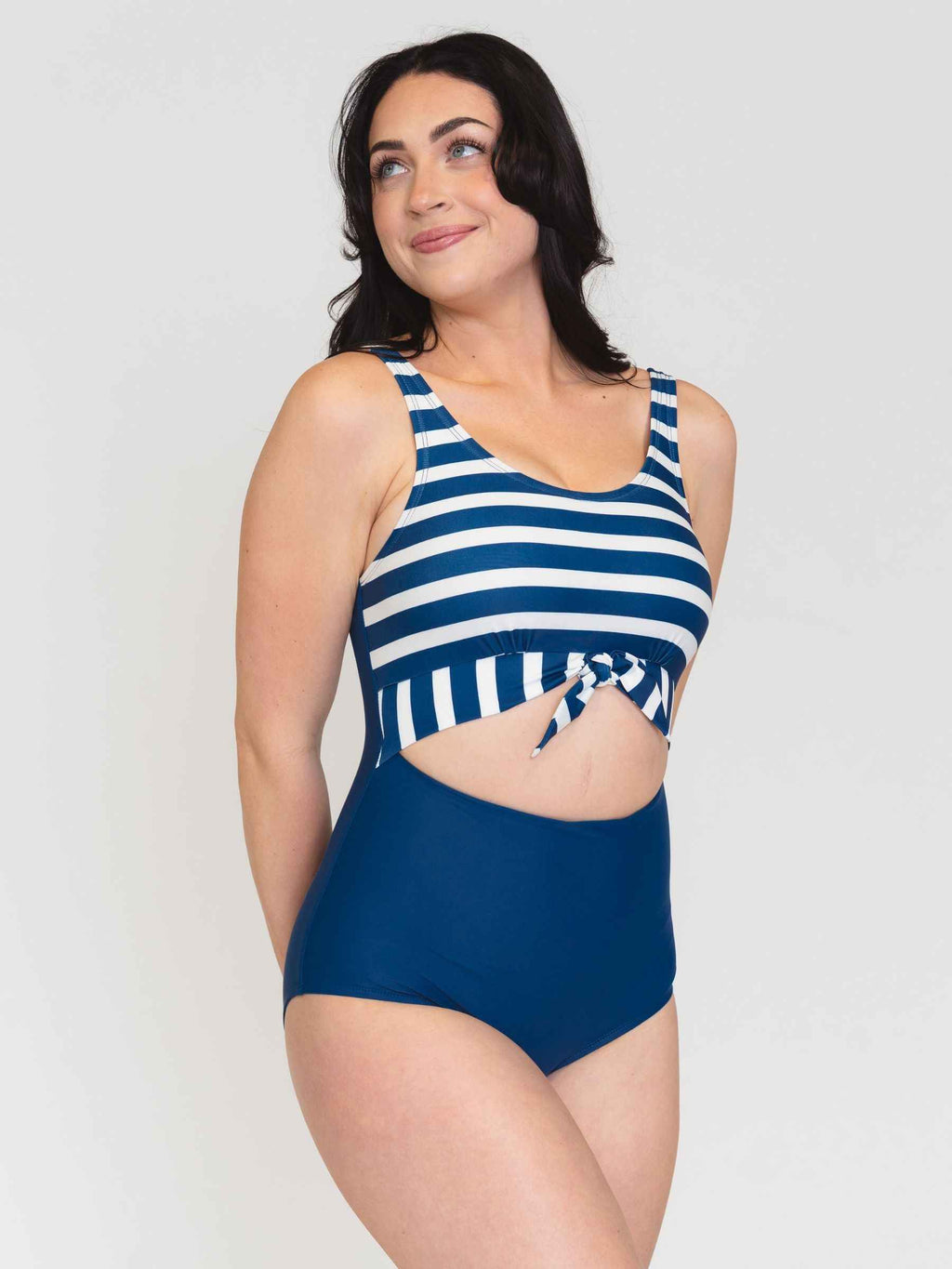 Navy Stripe Knotted One-Piece