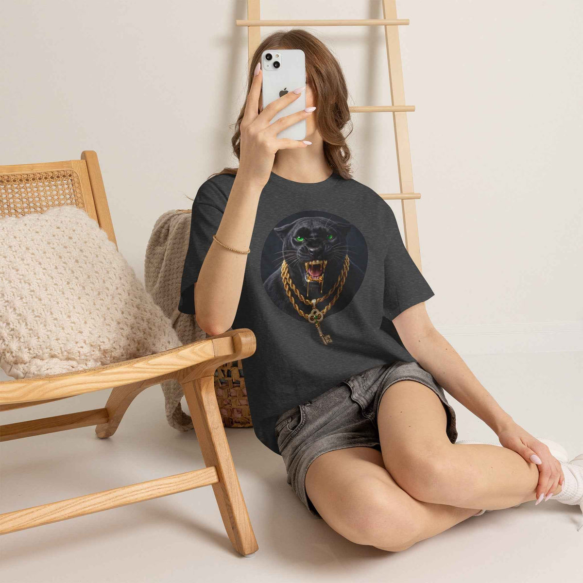White Iced Out Panther Graphic Tee - Premium Heavy Cotton Streetwear