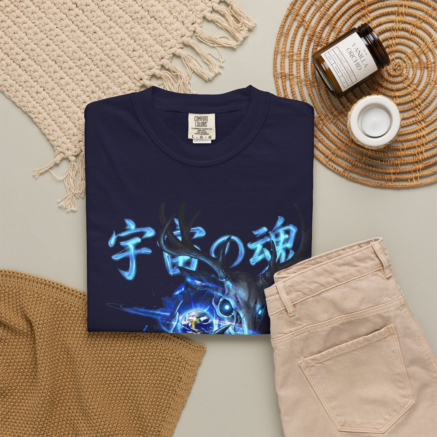 Y2K Cyberpunk Cosmic Skull T-Shirt Blue Neon Energy Aura Unisex Harajuku Style Streetwear Comfort Colors 1717 Graphic Tee