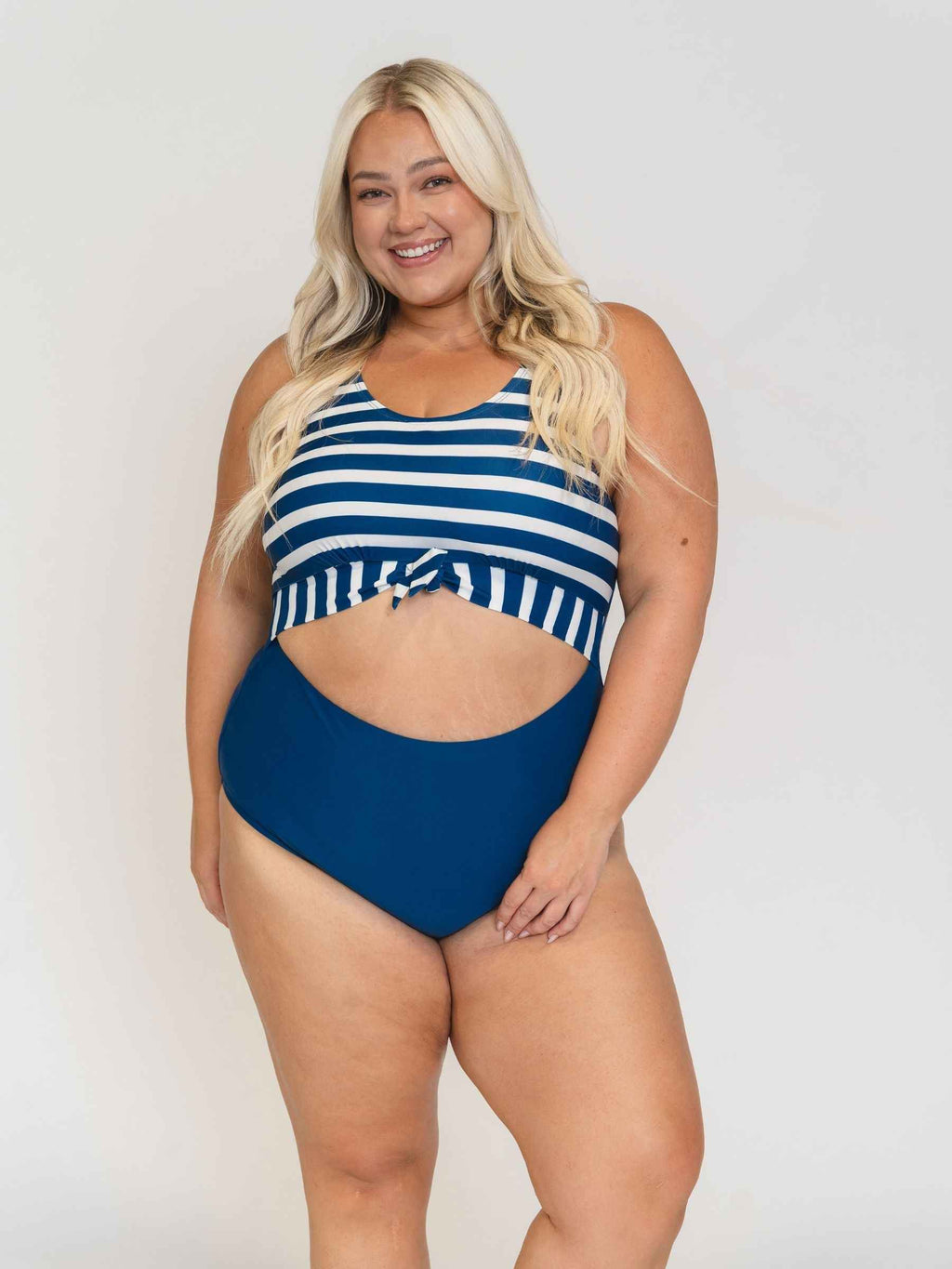 Navy Stripe Knotted One-Piece