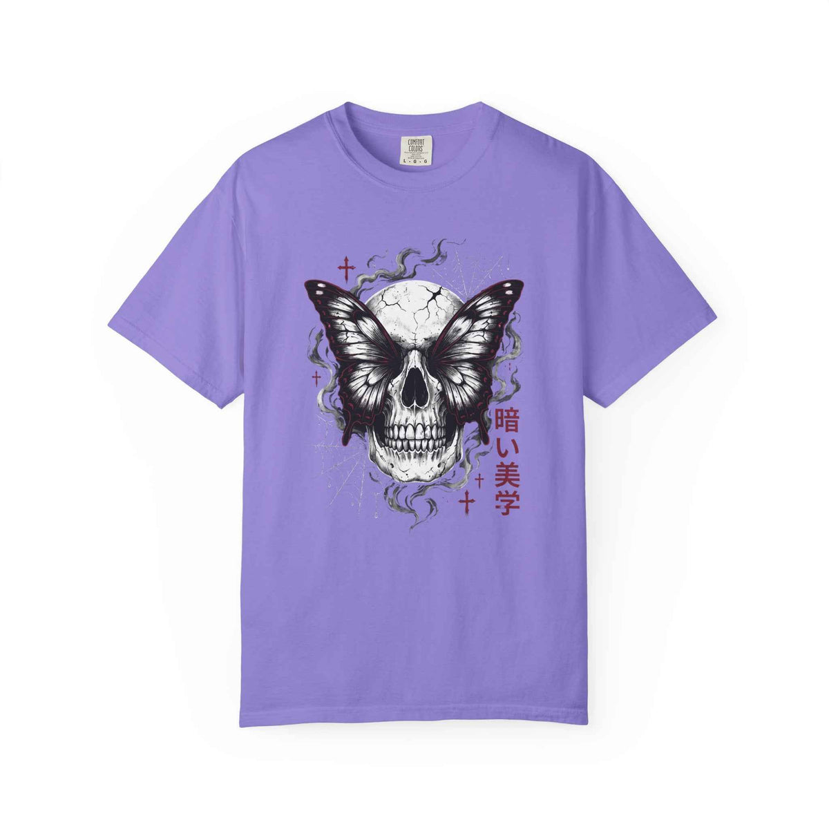 Dark Skull Butterfly Graphic Tee: Elegant & Comfortable