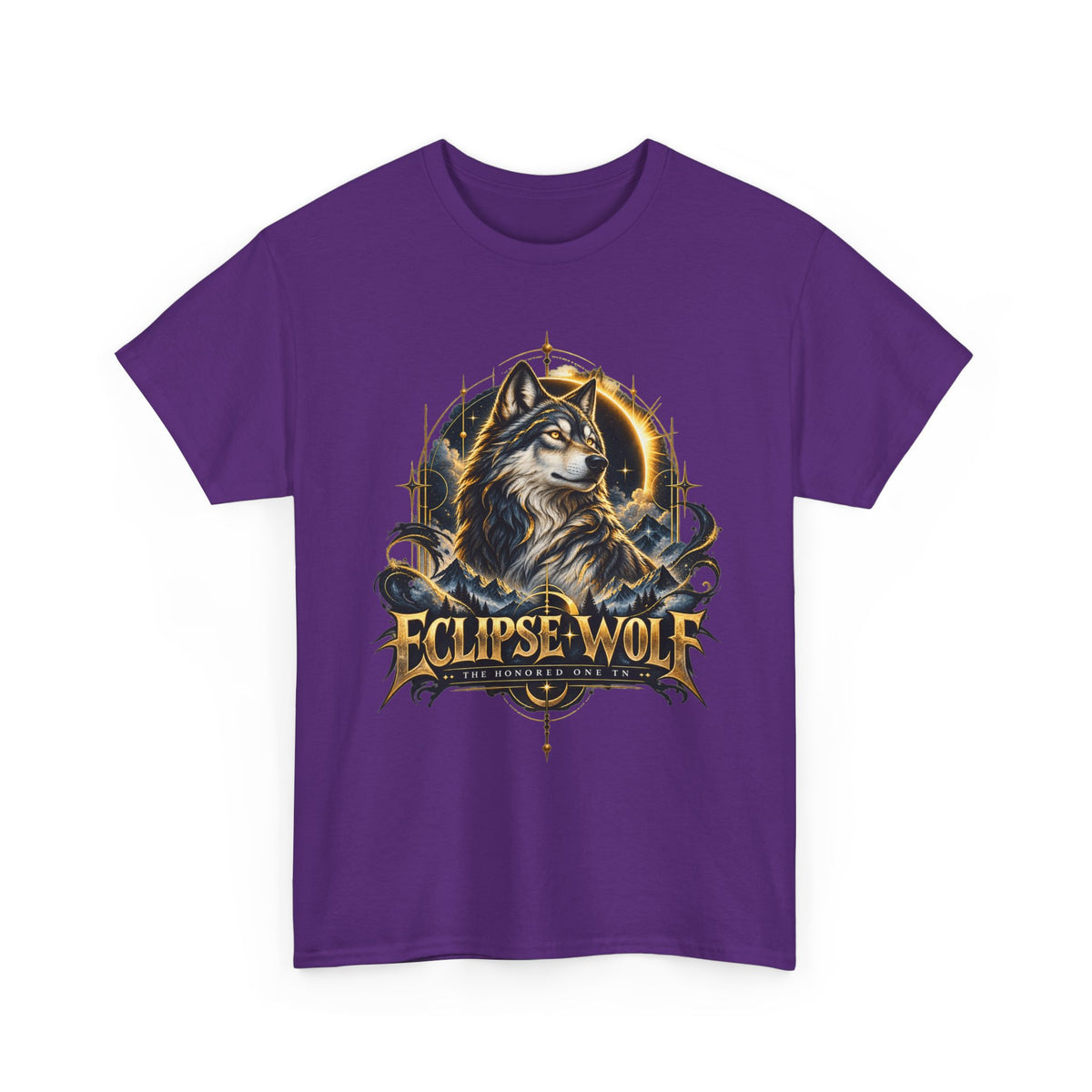 Eclipse Wolf Graphic Tee | Celestial Wolf Streetwear | Gildan 5000