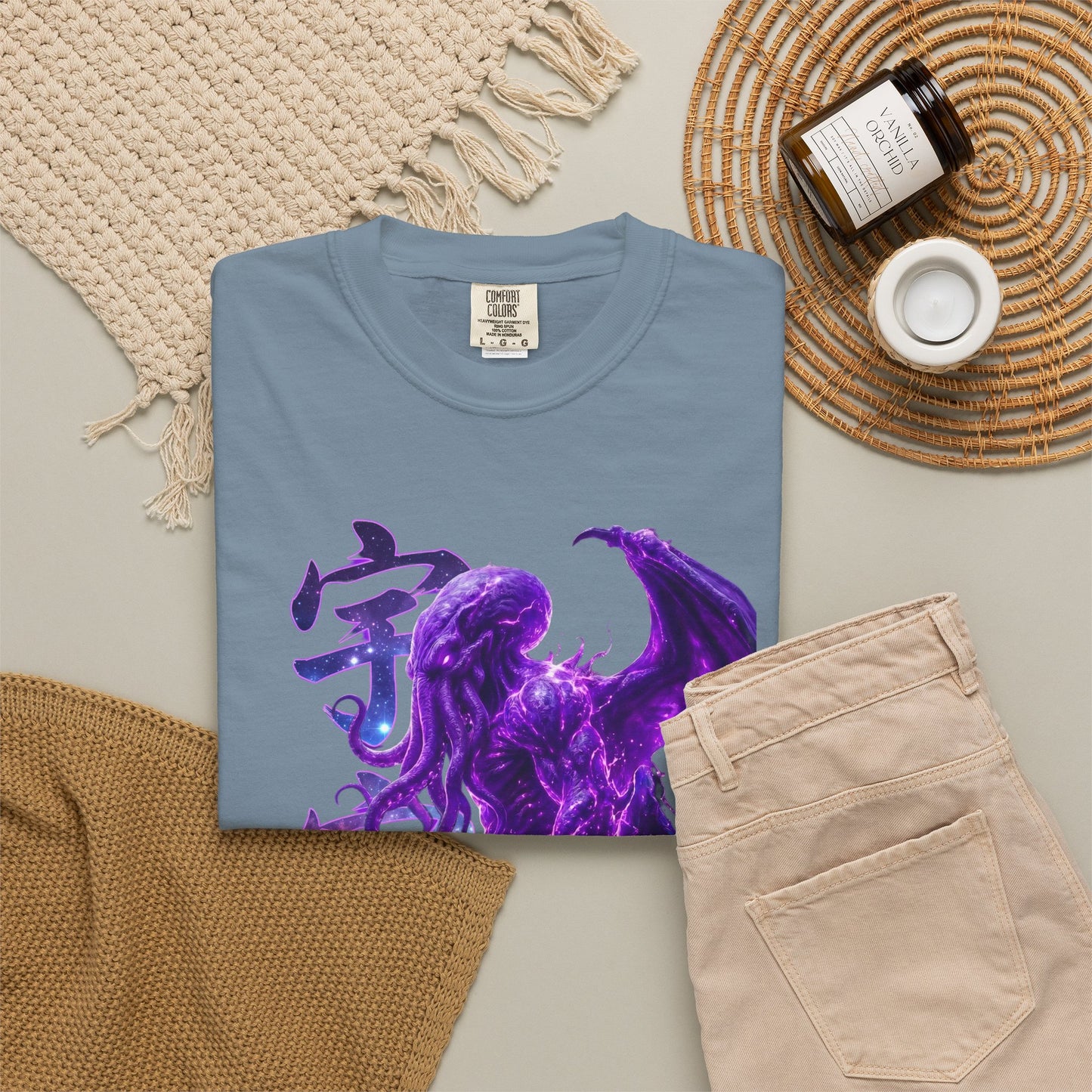 Purple Galaxy Monster Shirt Japanese Aesthetic T Shirt Cosmic Horror Graphic Tee Harajuku Streetwear Comfort Colors 1717 Apparel