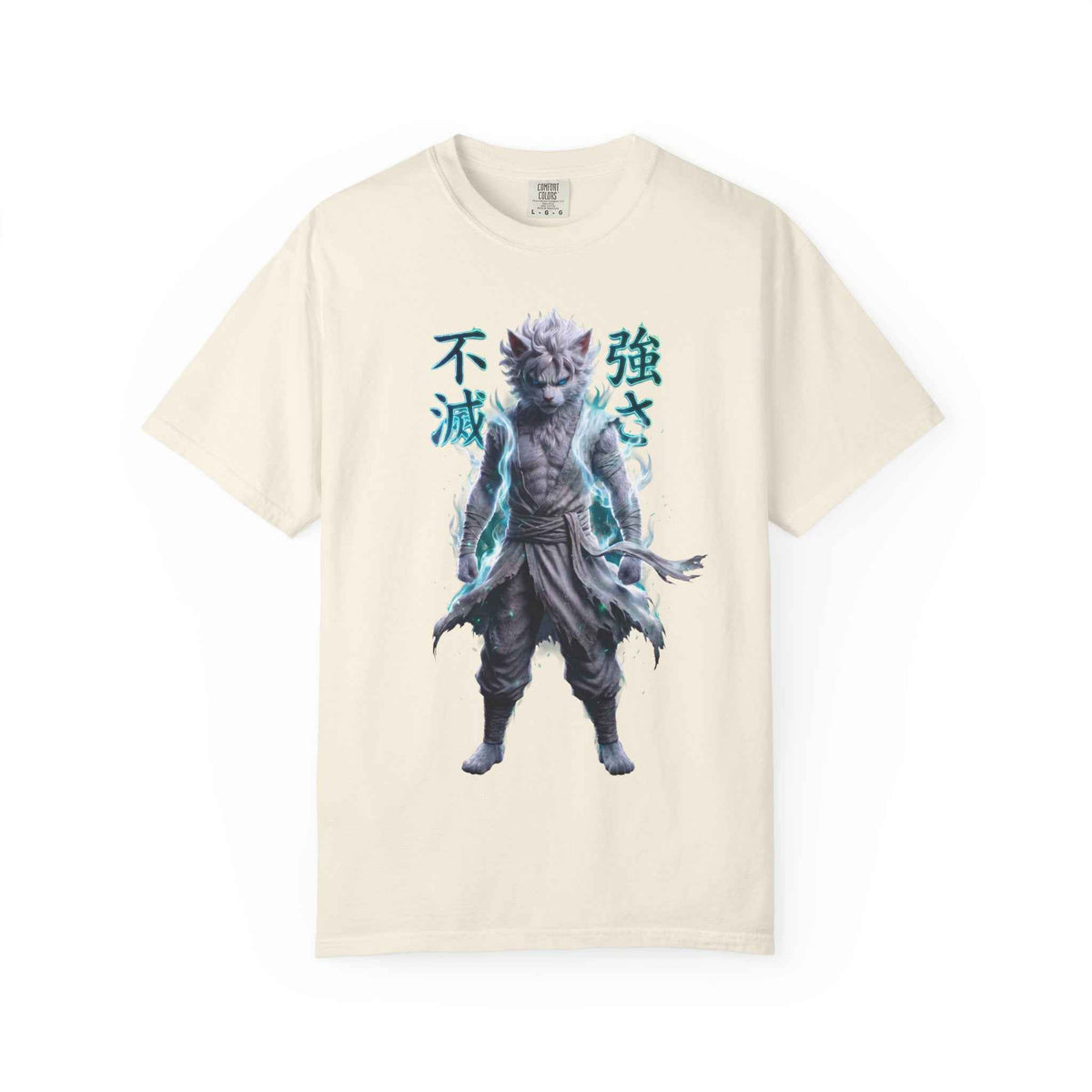 Cyberpunk Cat Warrior Graphic Tee - Harajuku Style, 100% Cotton Premium Tee
