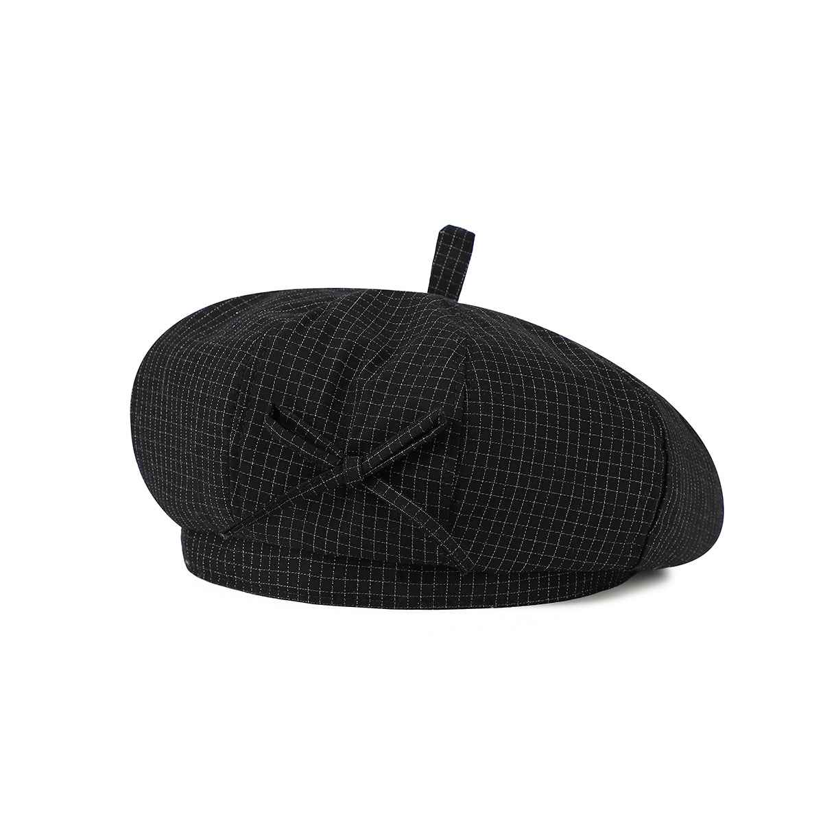 Small Grid Bow Tie Beret: Simple, Elegant Women's Accessory