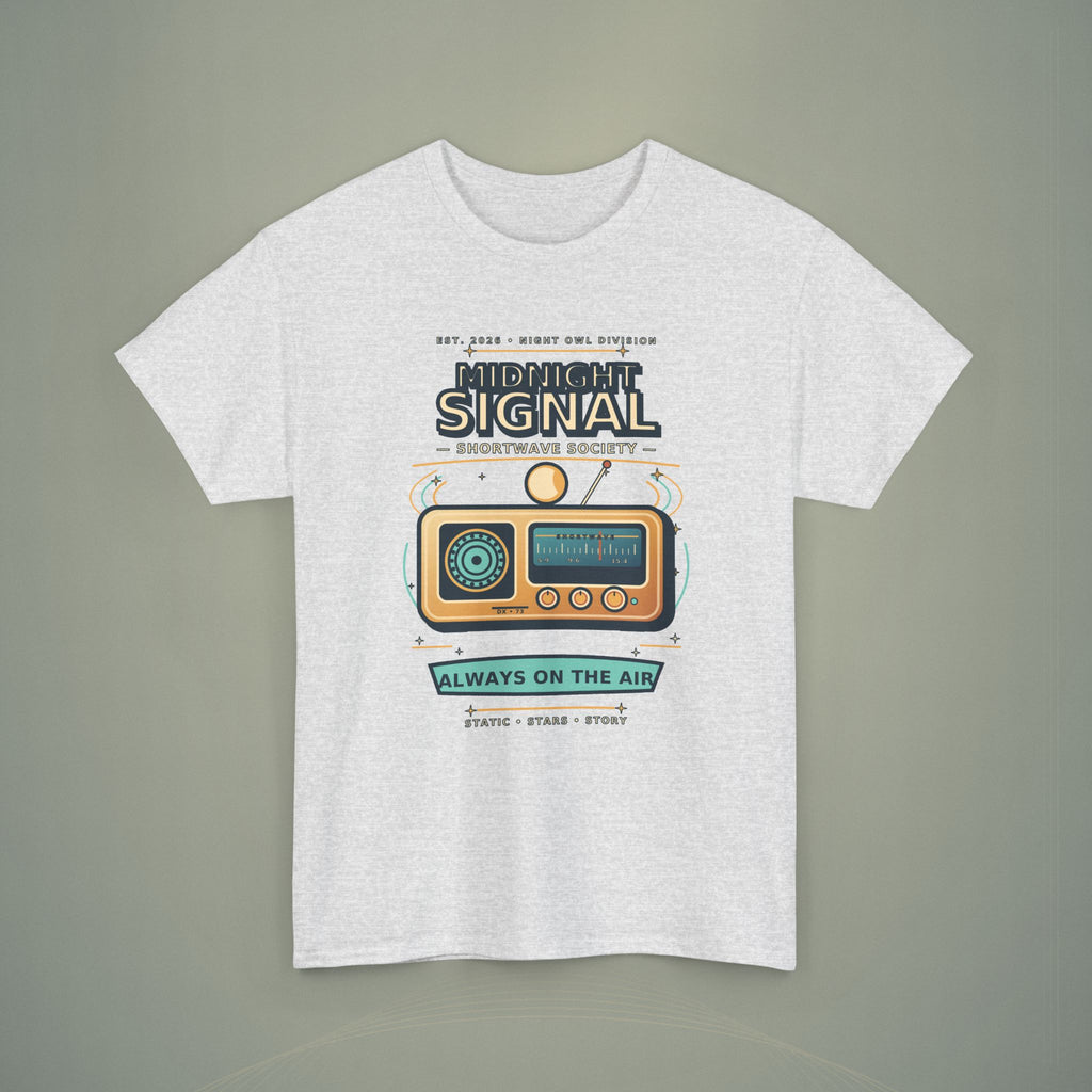 Midnight Signal Shortwave Society Tee | Vintage Ham Radio Operator Graphic Shirt | Gildan 5000