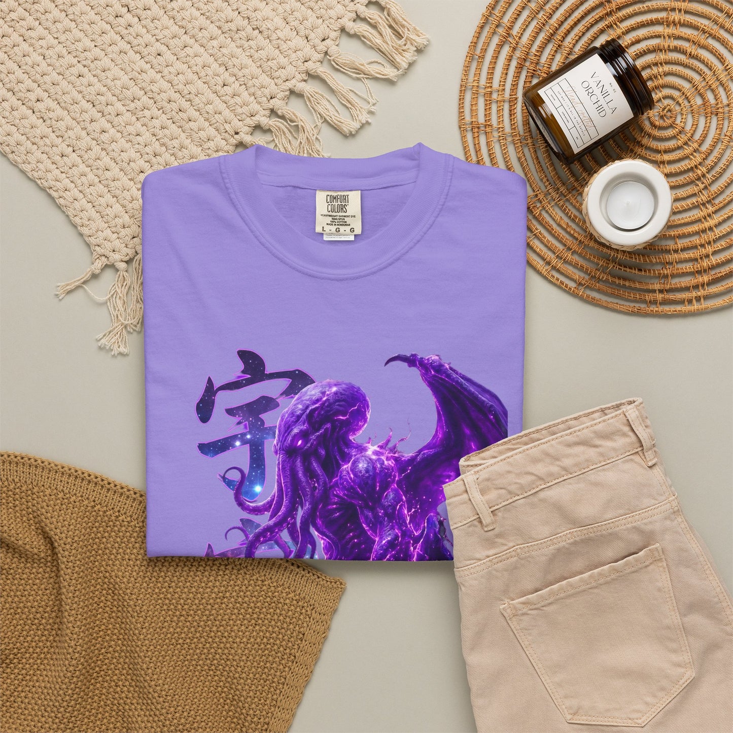 Purple Galaxy Monster Shirt Japanese Aesthetic T Shirt Cosmic Horror Graphic Tee Harajuku Streetwear Comfort Colors 1717 Apparel