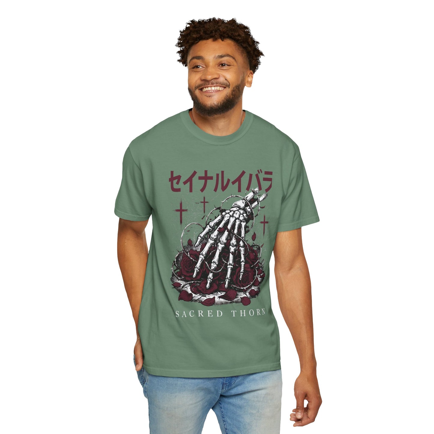 T-Shirt — Sacred Thorn Skeleton Hands Graphic Tee (セイナルイバラ)