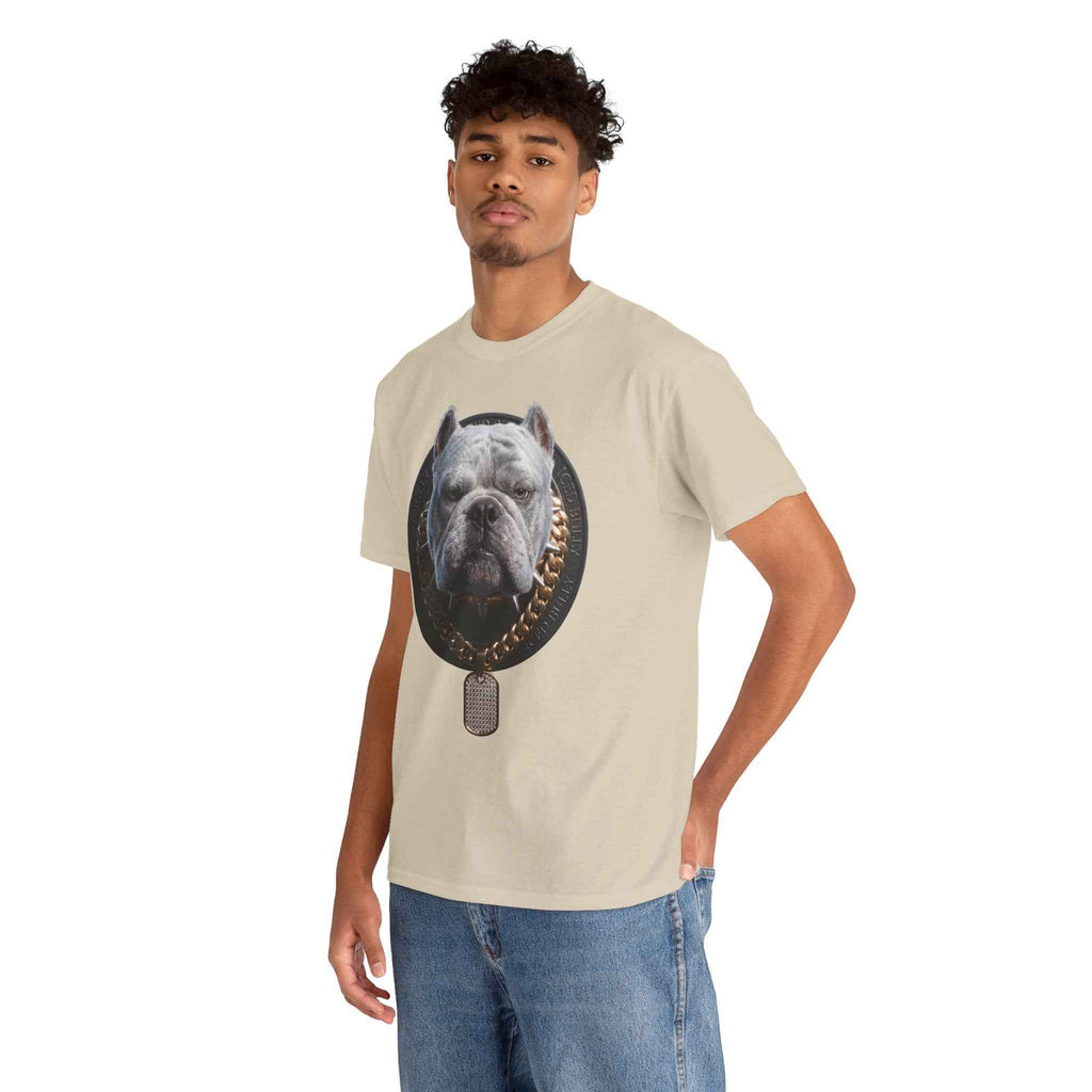 Bulldog Chain Shirt: 'Dog Tag' Graphic Tee for Dog Lovers