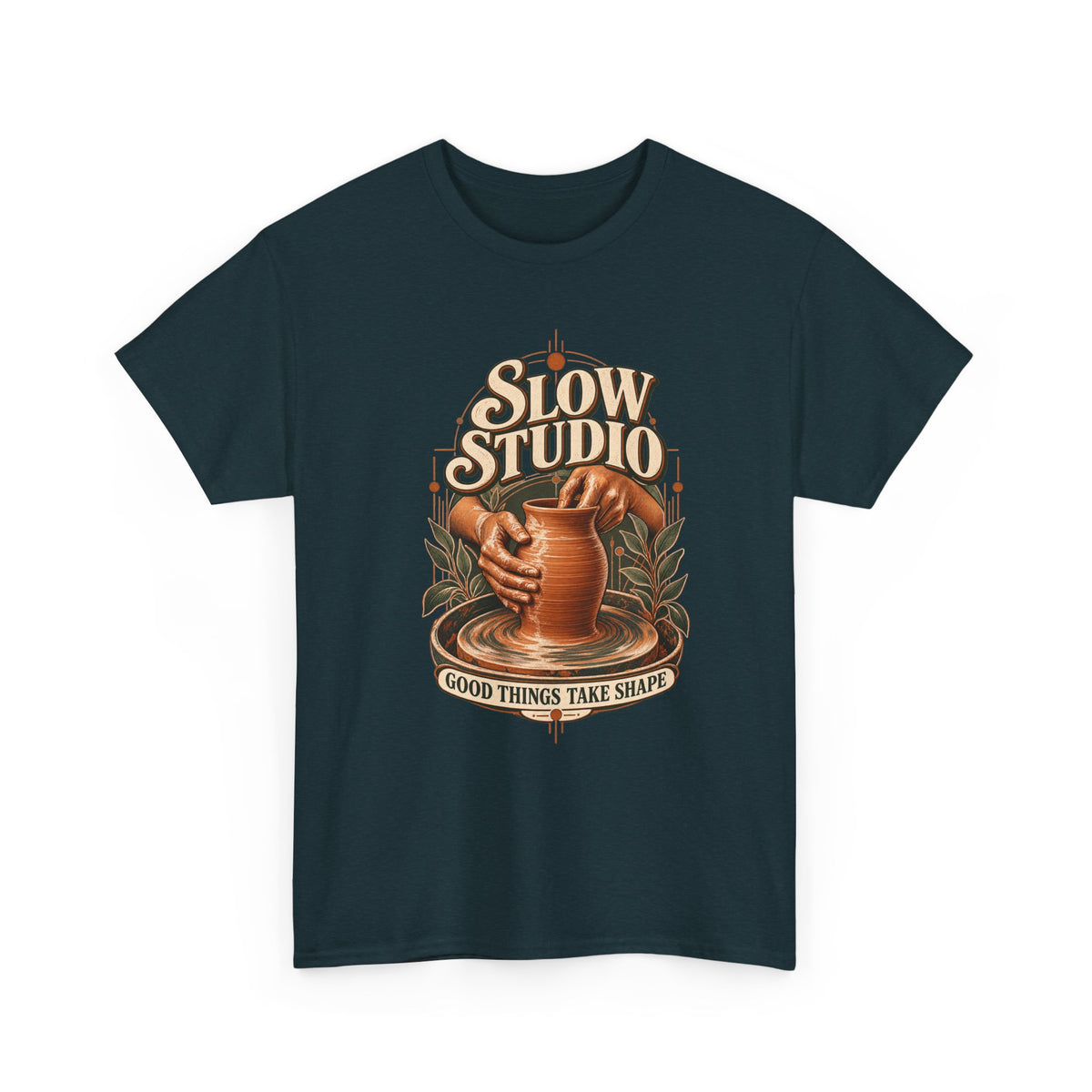 Slow Studio Pottery Wheel Graphic Tee | Good Things Take Shape | Gildan 5000