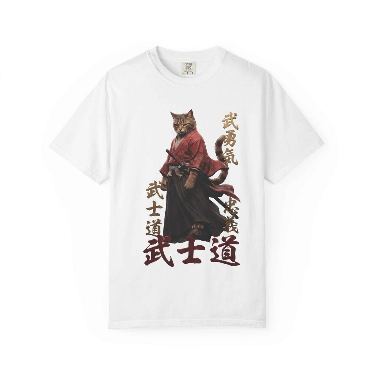 Samurai Cat Bushido Graphic Tee | Japanese Streetwear Aesthetics Shirts for Men & Women | Vintage Manga Cat Heavyweight Comfort Colors 1717 T-Shirt
