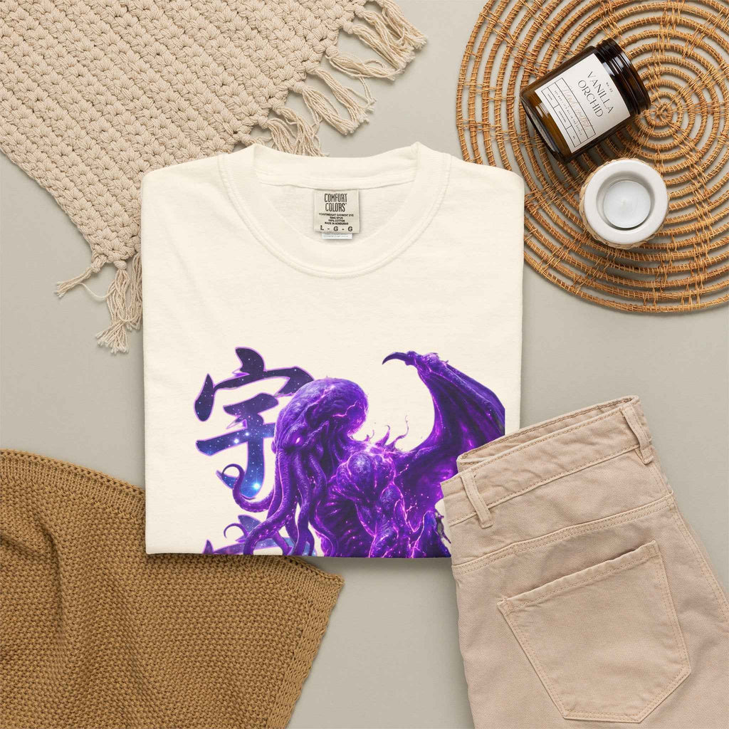 Purple Galaxy Monster Shirt Japanese Aesthetic T Shirt Cosmic Horror Graphic Tee Harajuku Streetwear Comfort Colors 1717 Apparel