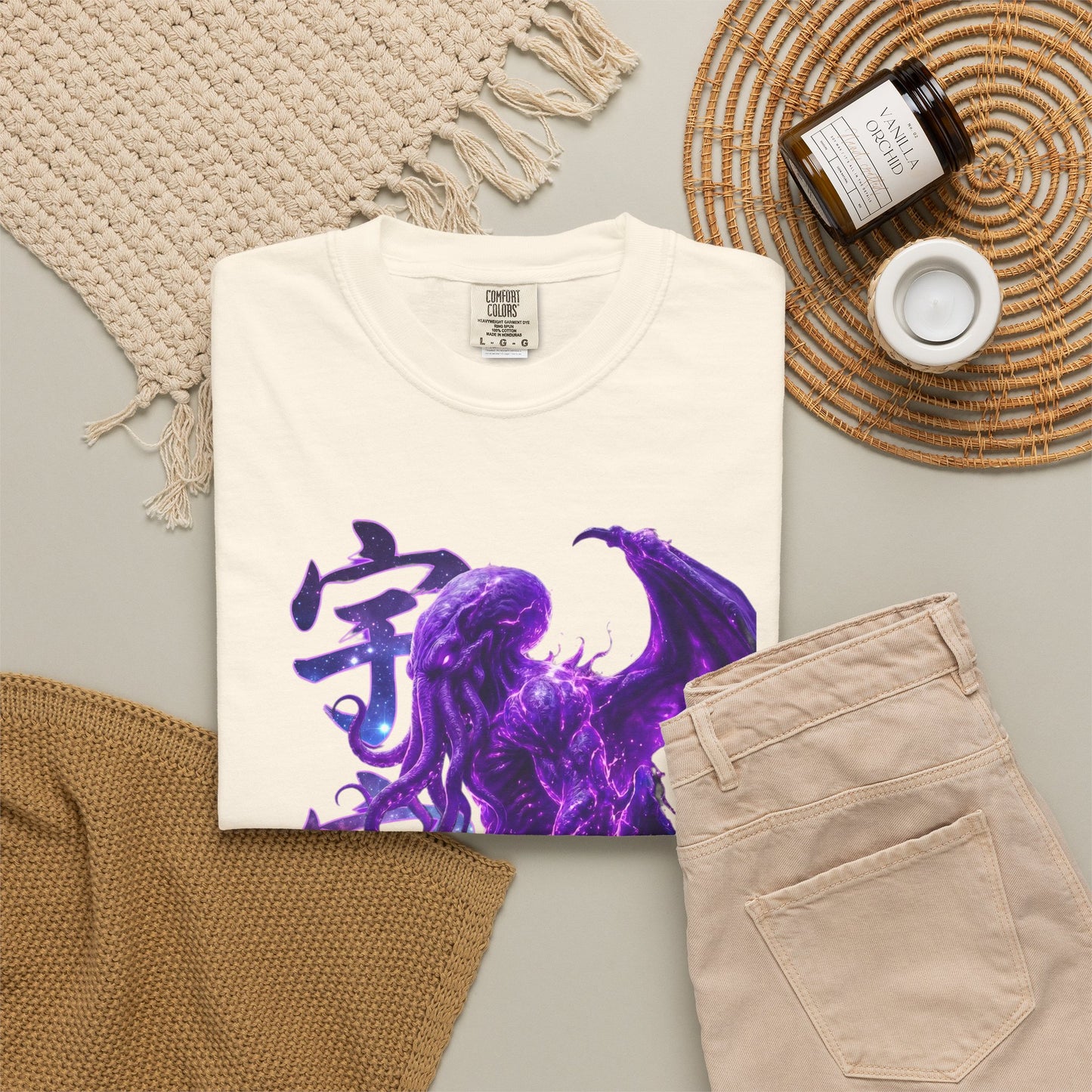 Purple Galaxy Monster Shirt Japanese Aesthetic T Shirt Cosmic Horror Graphic Tee Harajuku Streetwear Comfort Colors 1717 Apparel