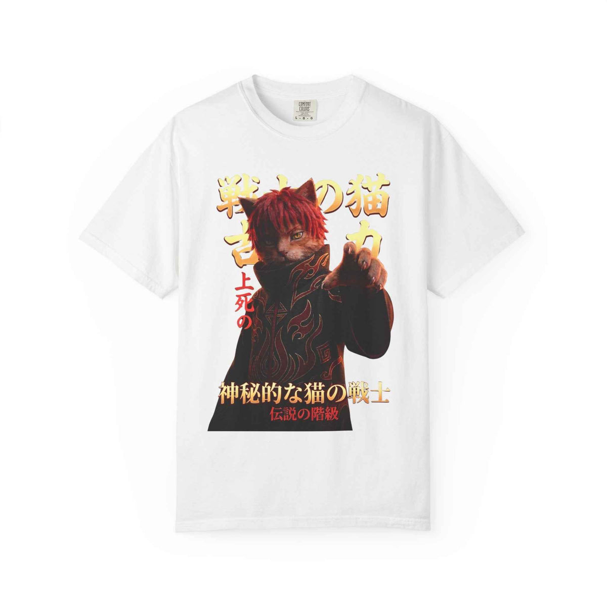 Premium Heavyweight Boxy Tee - Vintage Alternative Red Hair Cat Samurai Graphic T-Shirt | Dark Aesthetic Comfort Colors 1717