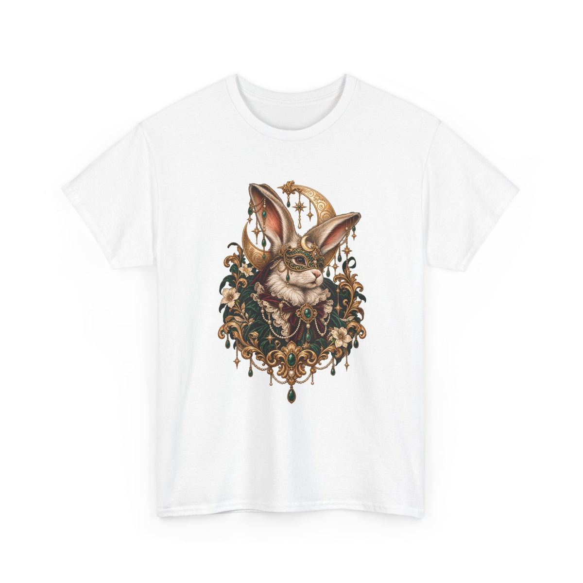 Velvet Masquerade Rabbit Graphic Tee | Gothic Baroque Bunny Shirt | Gildan 5000