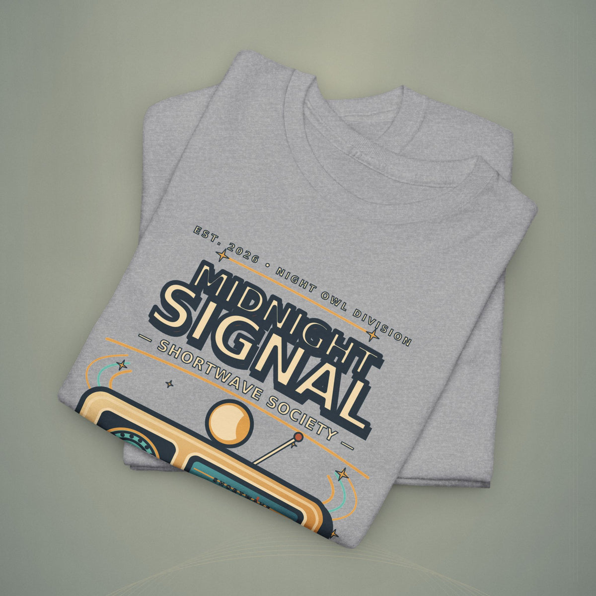 Midnight Signal Shortwave Society Tee | Vintage Ham Radio Operator Graphic Shirt | Gildan 5000