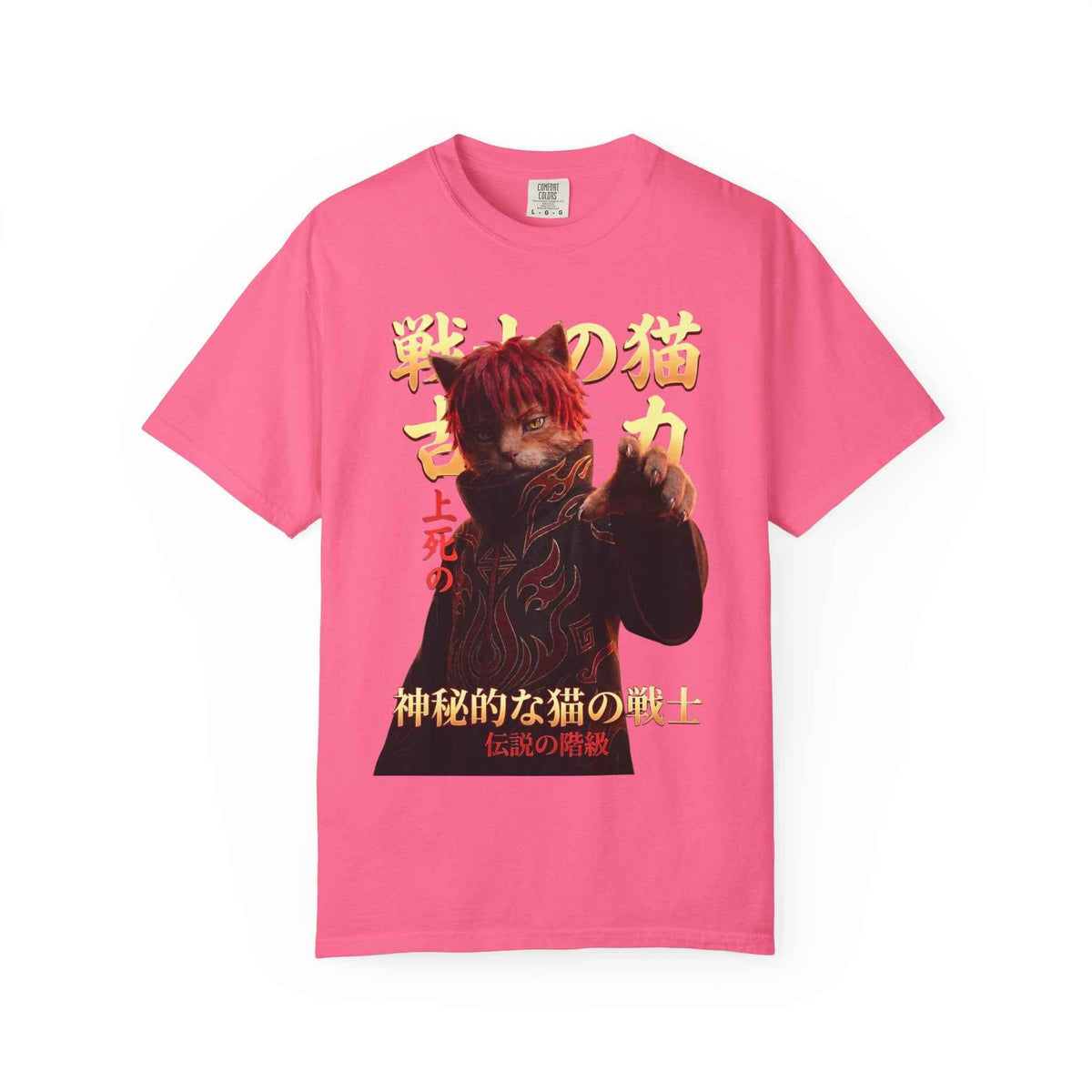 Premium Heavyweight Boxy Tee - Vintage Alternative Red Hair Cat Samurai Graphic T-Shirt | Dark Aesthetic Comfort Colors 1717