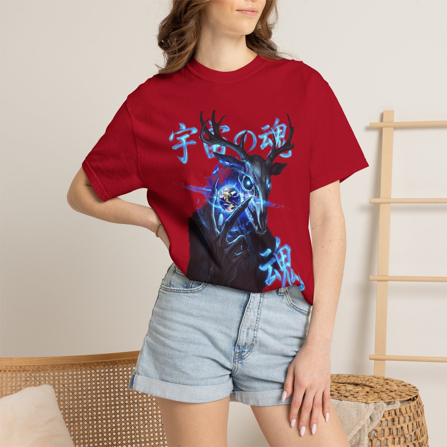 Y2K Cyberpunk Cosmic Skull T-Shirt Blue Neon Energy Aura Unisex Harajuku Style Streetwear Comfort Colors 1717 Graphic Tee