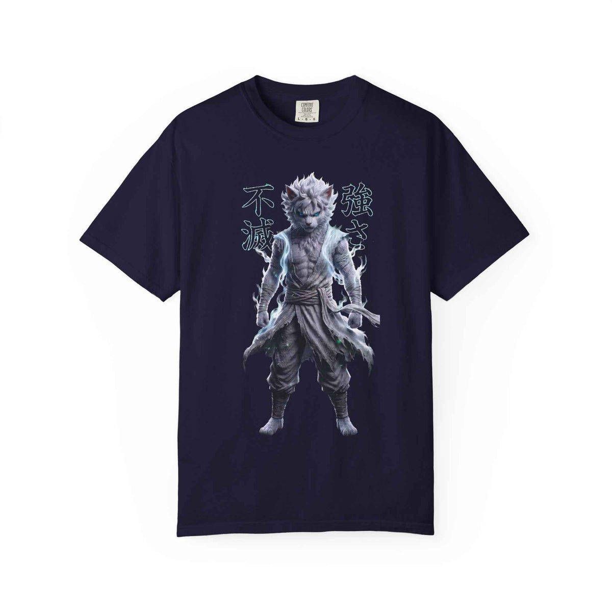 Cyberpunk Cat Warrior Graphic Tee - Harajuku Style, 100% Cotton Premium Tee