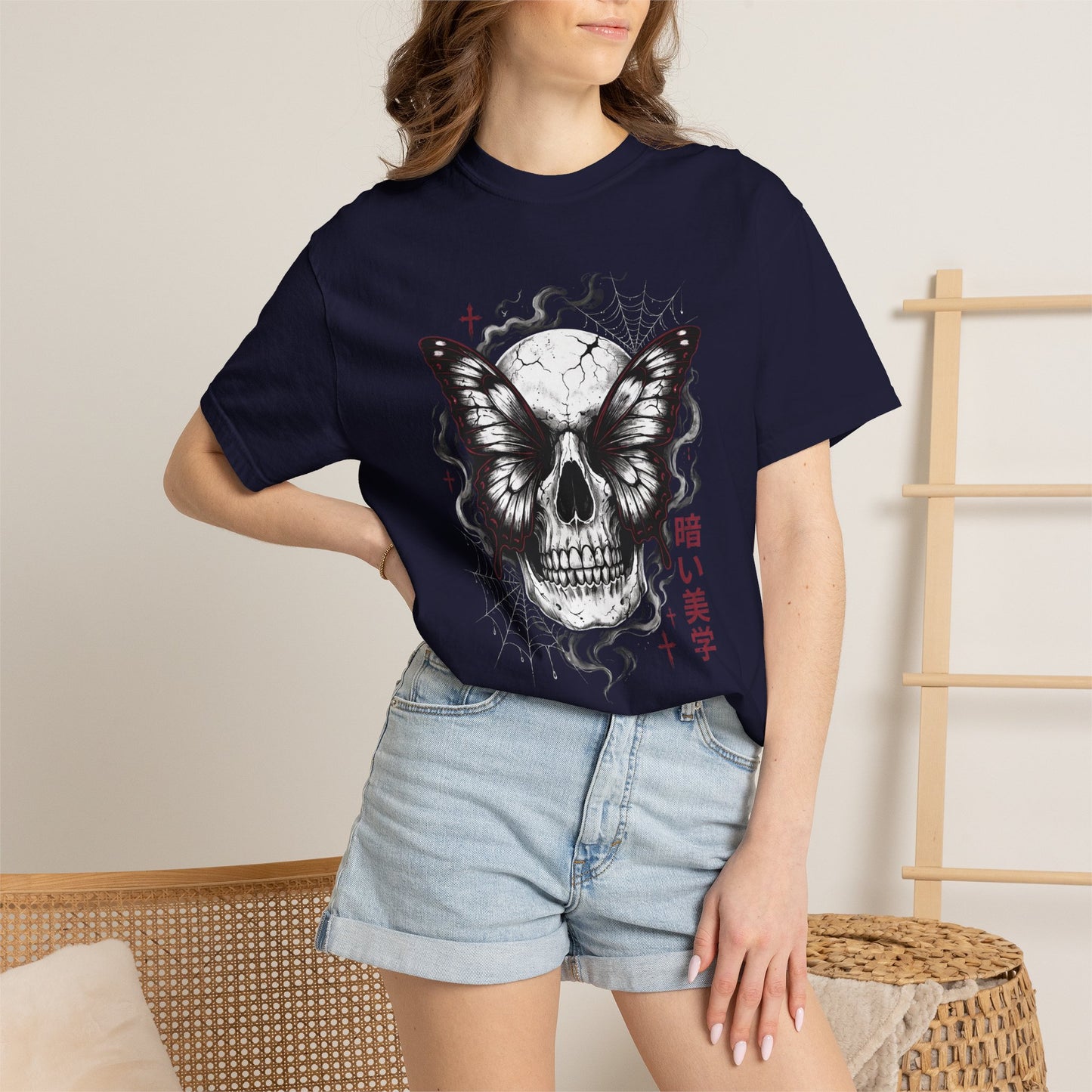 Skull Butterfly T-Shirt — Dark Aesthetic "暗い美学" Graphic Tee