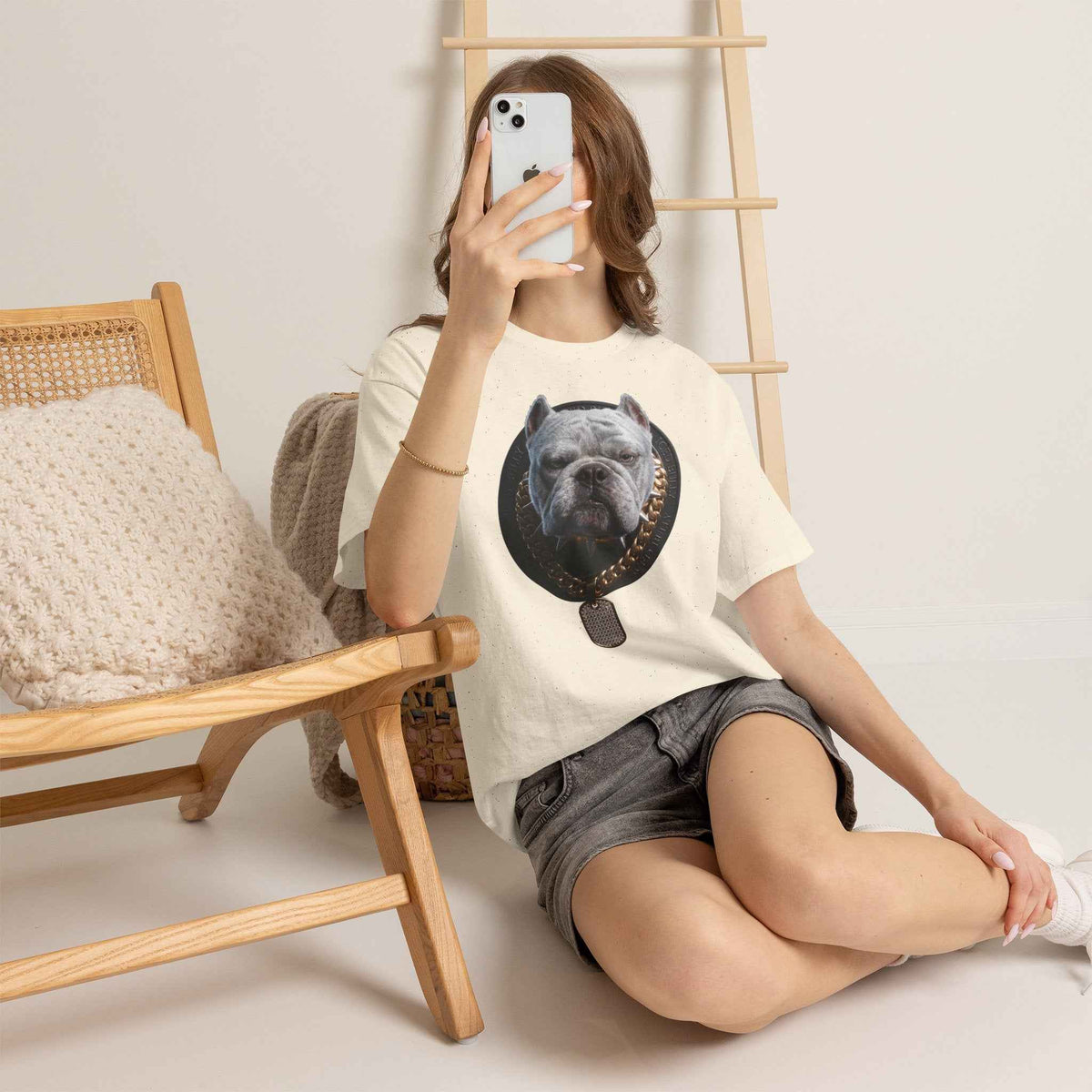 Bulldog Chain Shirt: 'Dog Tag' Graphic Tee for Dog Lovers