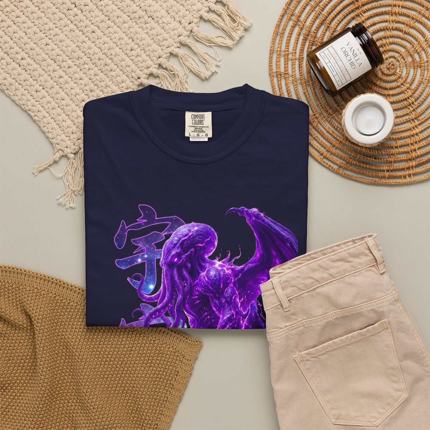 Purple Galaxy Monster Shirt Japanese Aesthetic T Shirt Cosmic Horror Graphic Tee Harajuku Streetwear Comfort Colors 1717 Apparel