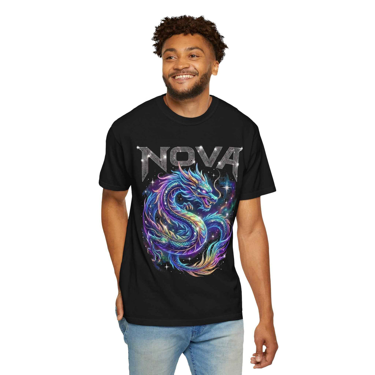 Retro Y2K Nova Celestial Dragon Graphic Tee - Heavyweight Cotton