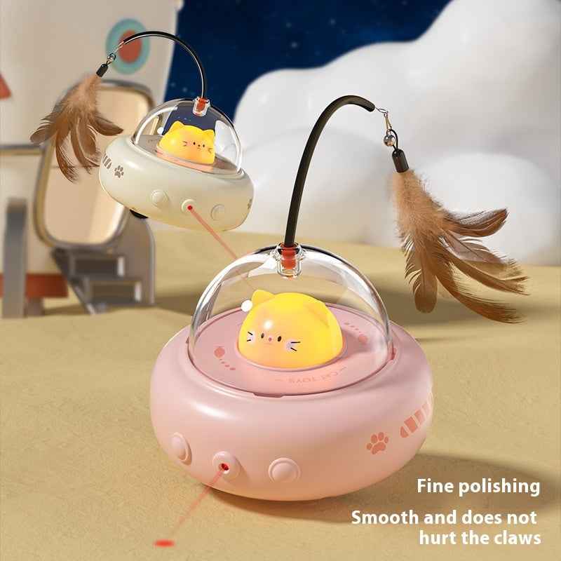 Smart Teaser Electric UFO Cat Teaser Stick with Bell & Replaceable Feathers