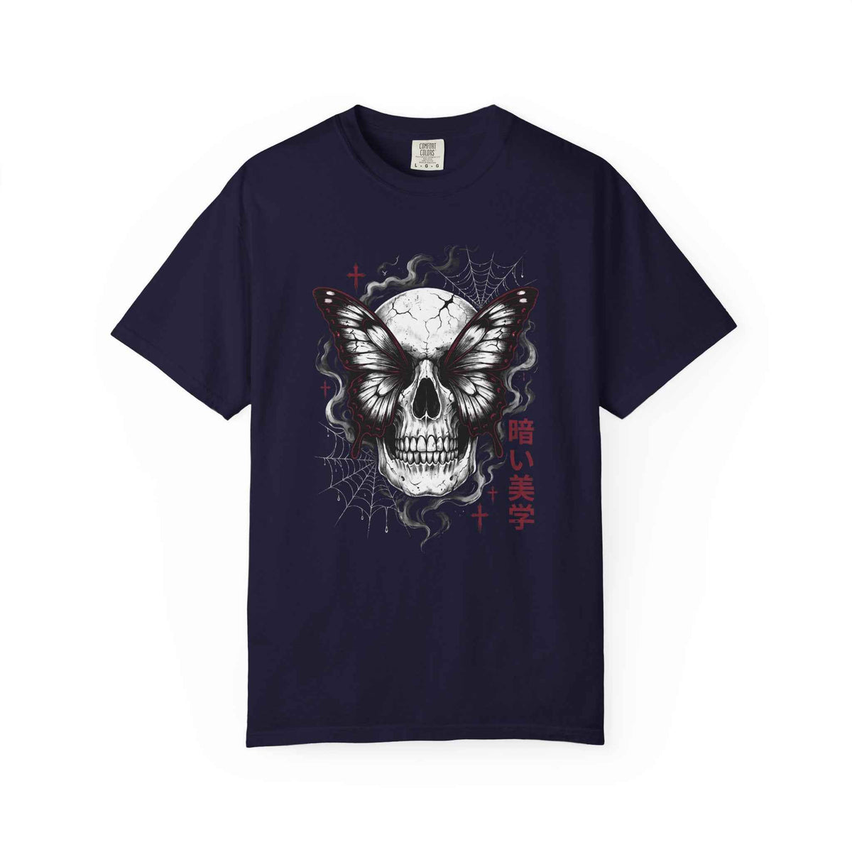 Dark Skull Butterfly Graphic Tee: Elegant & Comfortable