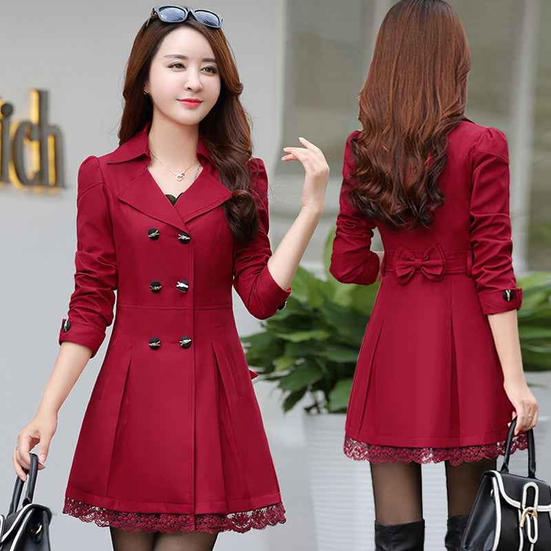 Slim-fit double-breasted trench coat coat