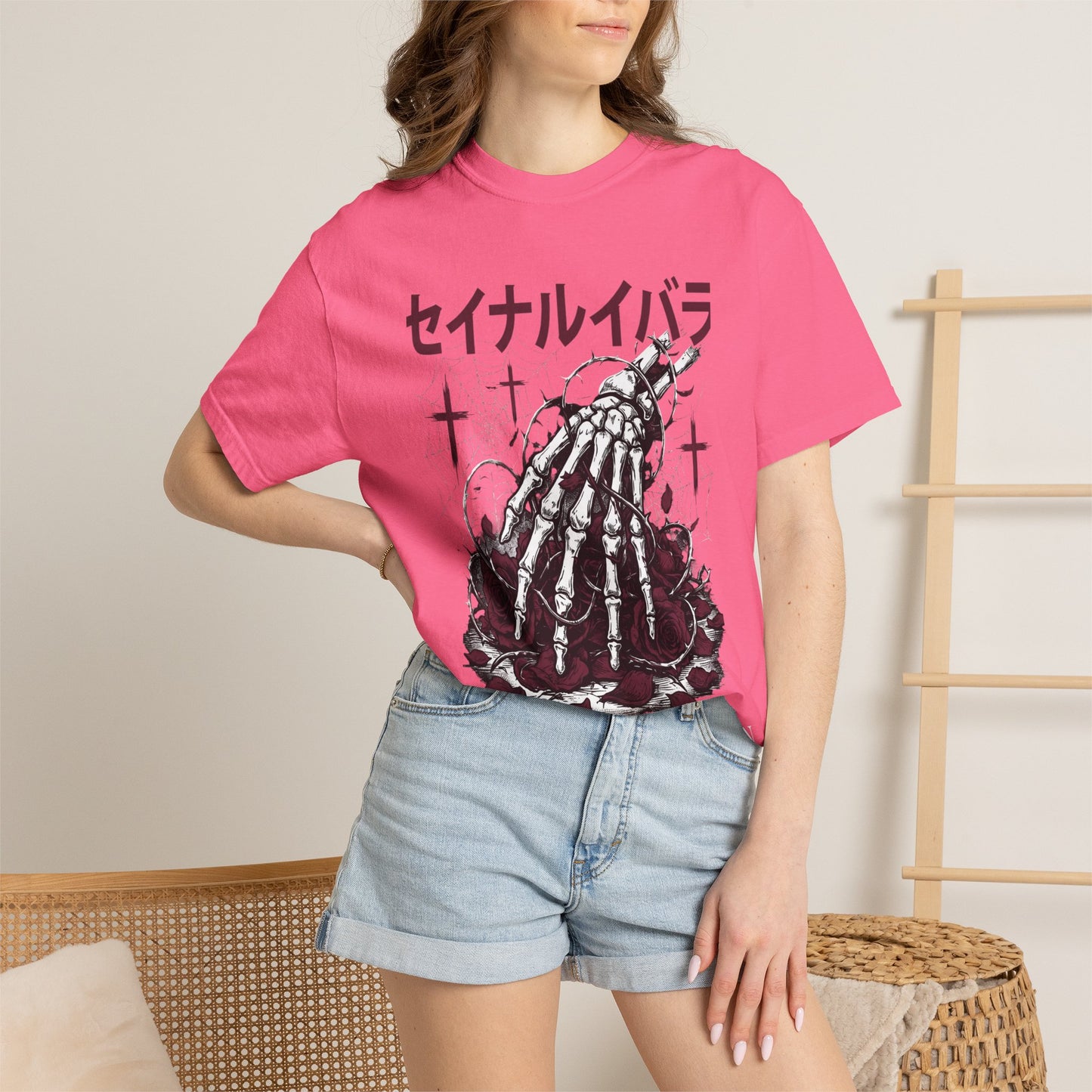 T-Shirt — Sacred Thorn Skeleton Hands Graphic Tee (セイナルイバラ)